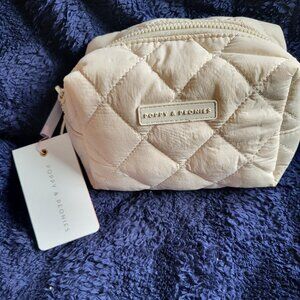 Poppy & Peonies, Cream Quilted Cosmetic Bag, NWT